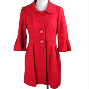 Forever 21 Coat, Knit Spring Jacket Bell Sleeve, Cherry Red szM